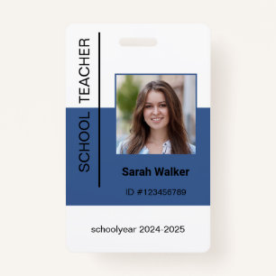 Teacher photo ID of an employee or student blue Badge