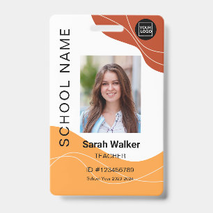 Teacher photo ID of an employee or student yellow  Badge