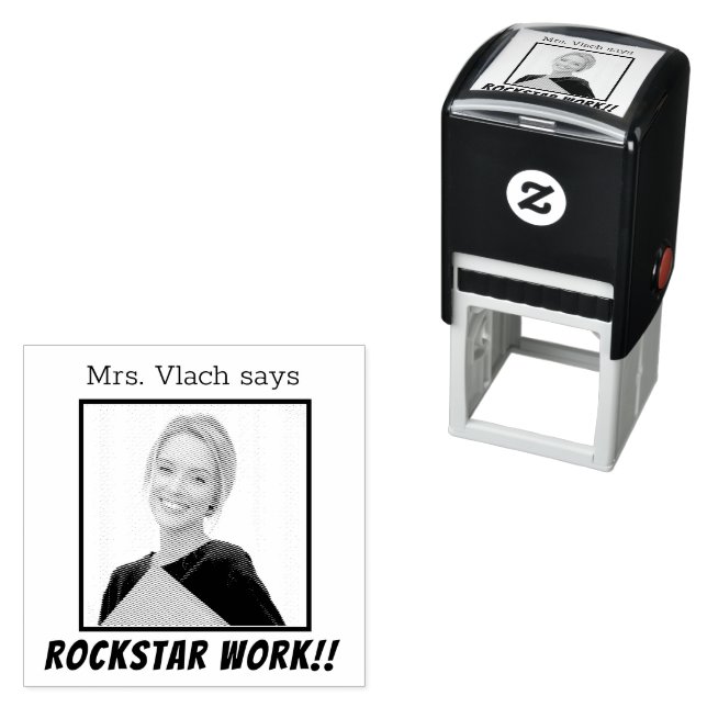 Teacher Photo Personalized Rockstar Work Self-inking Stamp (In Situ)
