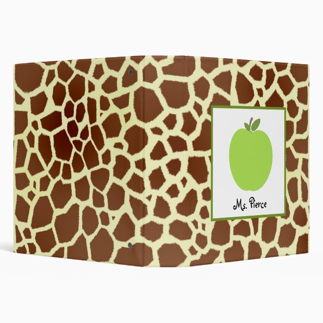 Teacher Plan Book / Giraffe Print Green Apple Binder (Background)