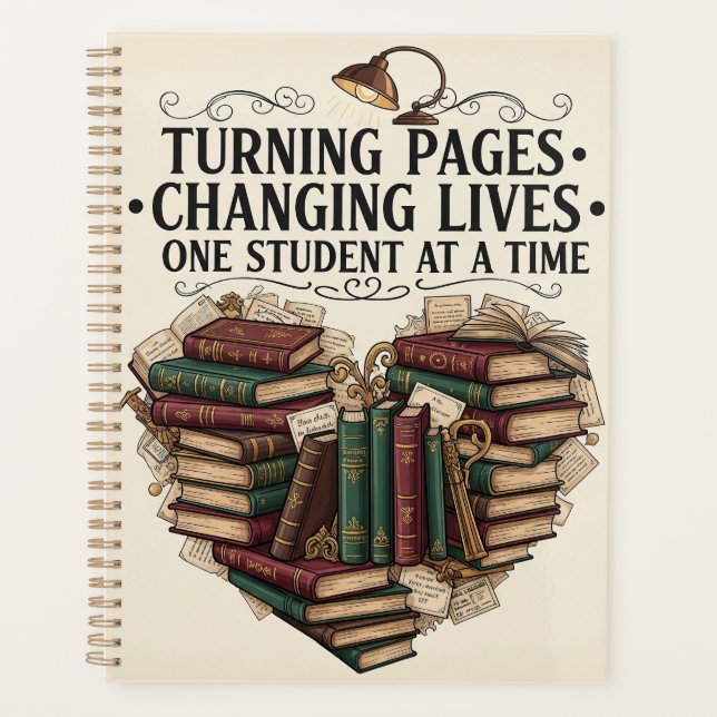 Teacher Planner | Turning Pages Book Heart (Devant)