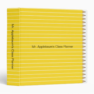 Teacher Planner Yellow Pencils Freshly Sharpened Binder