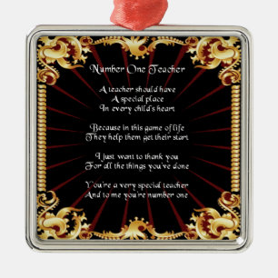 Teacher  Poem  -   Black Design Metal Ornament