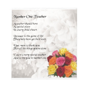 Teacher Poem -  Flowers Design Notepad