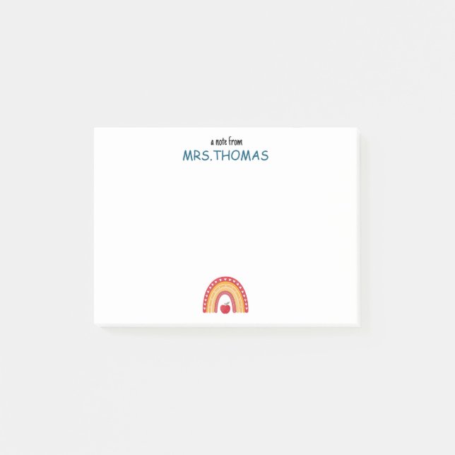 Teacher Post-it Notes – Personalized Rainbow Desig (Front)