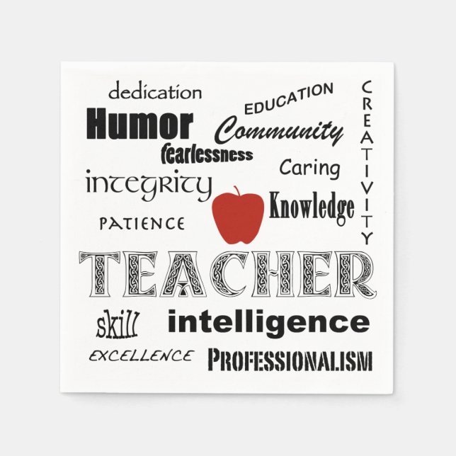 Teacher Pride+Red Apple Napkin (Front)