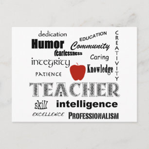 Teacher Pride+Red Apple/Text Design Postcard
