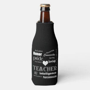 Teacher Pride-White Heart Bottle Cooler
