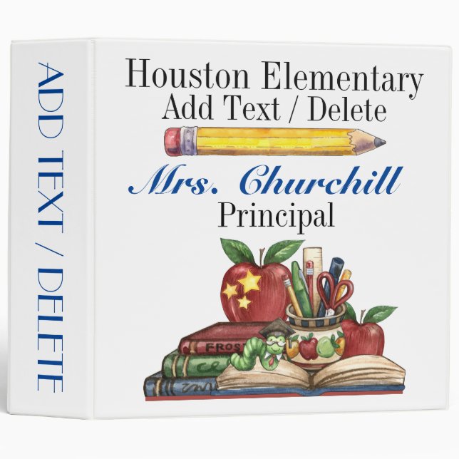 Teacher / Principal School Binder White Background (Front/Spine)