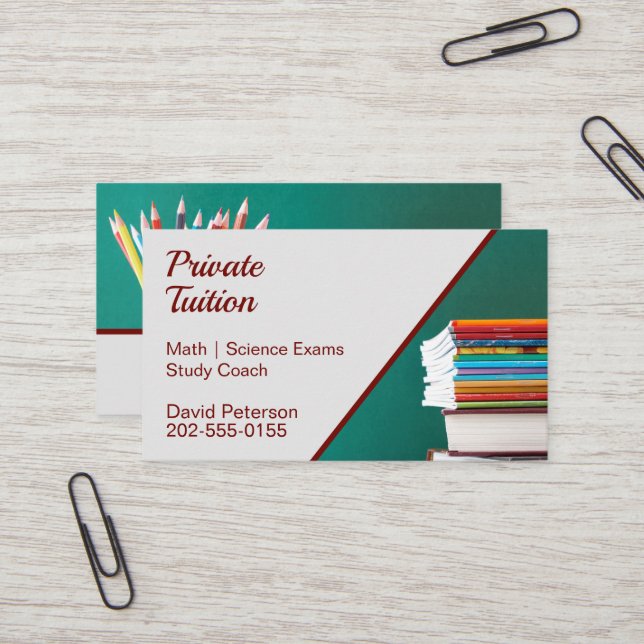 Teacher Private Tutor Tuition Business Card (Front/Back In Situ)
