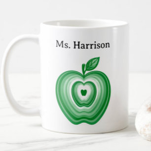Teacher Professor Custom Name Green Apple Gift Coffee Mug