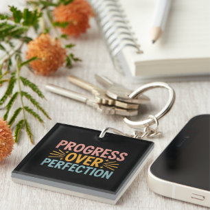 Teacher Progress Over Perfection Back to School Keychain