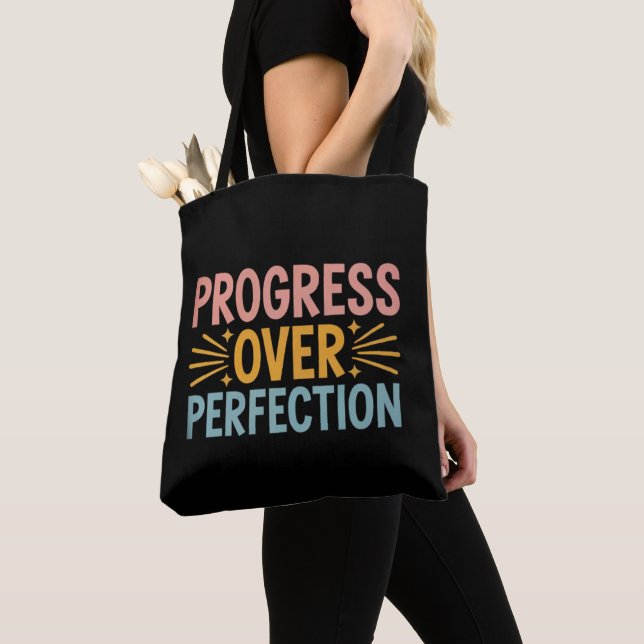 Teacher Progress Over Perfection Back to School  Tote Bag (Close Up)