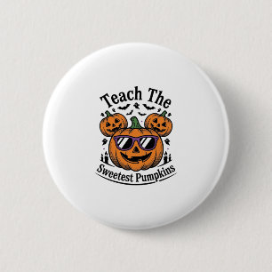 Teacher Pumpkin Shirt Cute Halloween Class Design_ 2 Inch Round Button