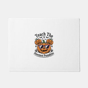 Teacher Pumpkin Shirt Cute Halloween Class Design_ Doormat