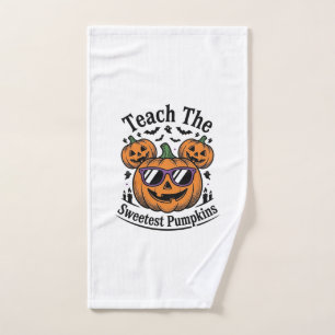 Teacher Pumpkin Shirt Cute Halloween Class Design_ Hand Towel