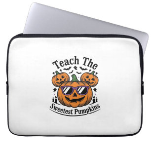 Teacher Pumpkin Shirt Cute Halloween Class Design_ Laptop Sleeve
