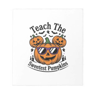 Teacher Pumpkin Shirt Cute Halloween Class Design_ Notepad