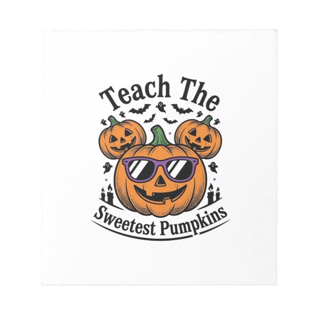Teacher Pumpkin Shirt Cute Halloween Class Design_ Notepad (Front)