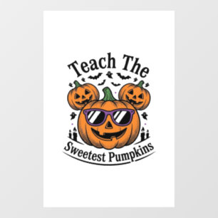 Teacher Pumpkin Shirt Cute Halloween Class Design_ Window Cling