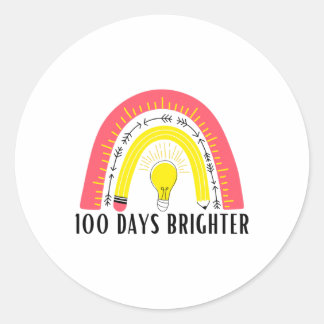 Teacher Quote 100 Days Brighter 2 Classic Round Sticker