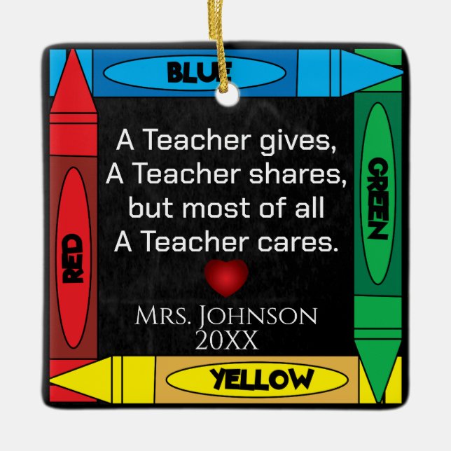 Teacher Quote #4- Personalize Ceramic Ornament (Front)