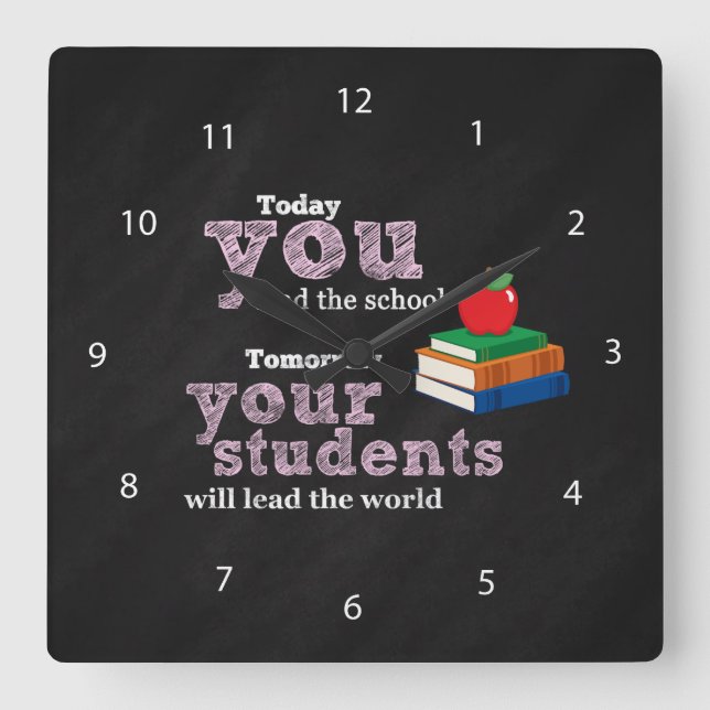 Teacher quote square wall clock (Front)