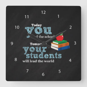 Teacher quote square wall clock