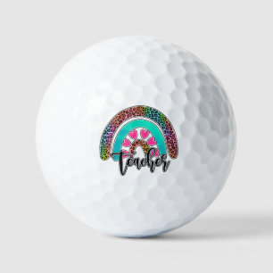 Teacher Rainbow – Colourful Leopard Print Golf Balls
