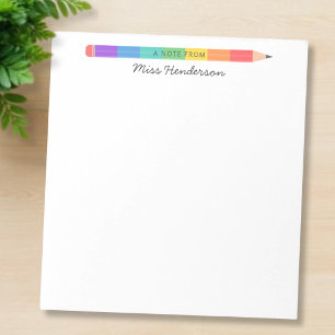 Teacher Rainbow Pencil Personalized Notepad