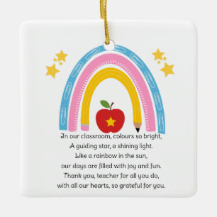 Teacher Rainbow Poem Ceramic Ornament   Personalis
