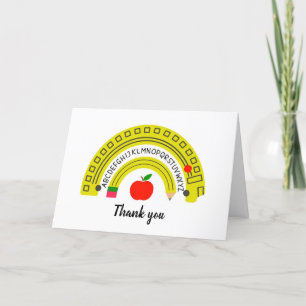 Teacher Rainbow School Bus Driver Appreciation Thank You Card