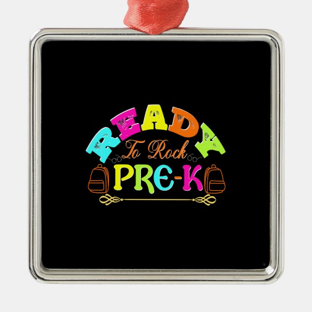 Teacher Ready To Rock Pre K Metal Ornament (Front)