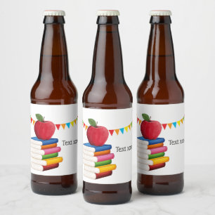 teacher retirement , Apple, teacher retiring Beer Bottle Label