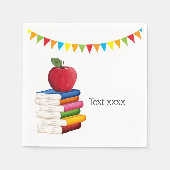 teacher retirement , Apple, teacher retiring Napkin (Front)