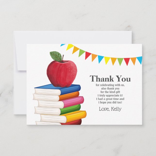 teacher retirement , Apple, teacher thank you Invitation (Front)
