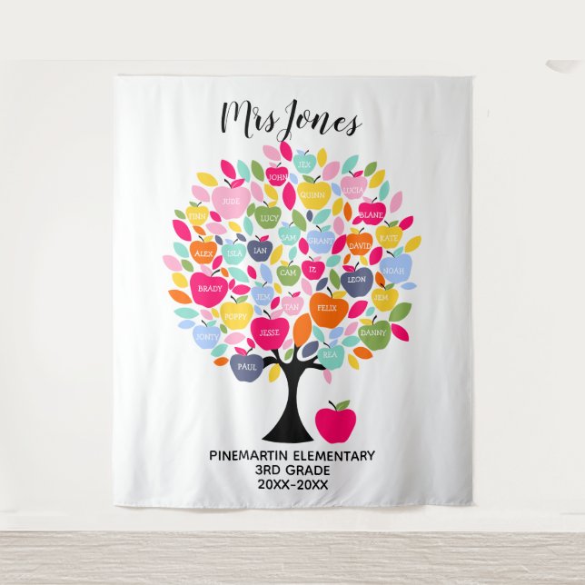 Teacher retirement apple tree with names tapestry (Front)