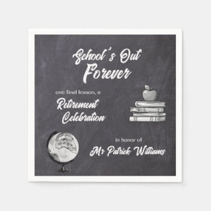Teacher Retirement Chalk Blackboard Nostalgic Napkin