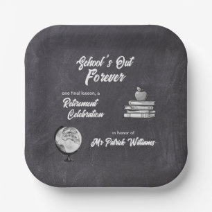 Teacher Retirement Chalk Blackboard Nostalgic Paper Plate