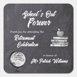 Teacher Retirement Chalk Blackboard Nostalgic  Square Sticker
