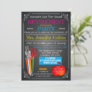 Teacher Retirement Chalkboard Invitation