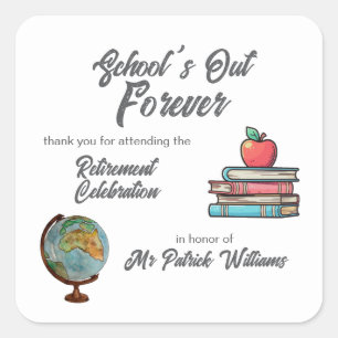 Teacher Retirement Colorful Nostalgic Classic   Square Sticker