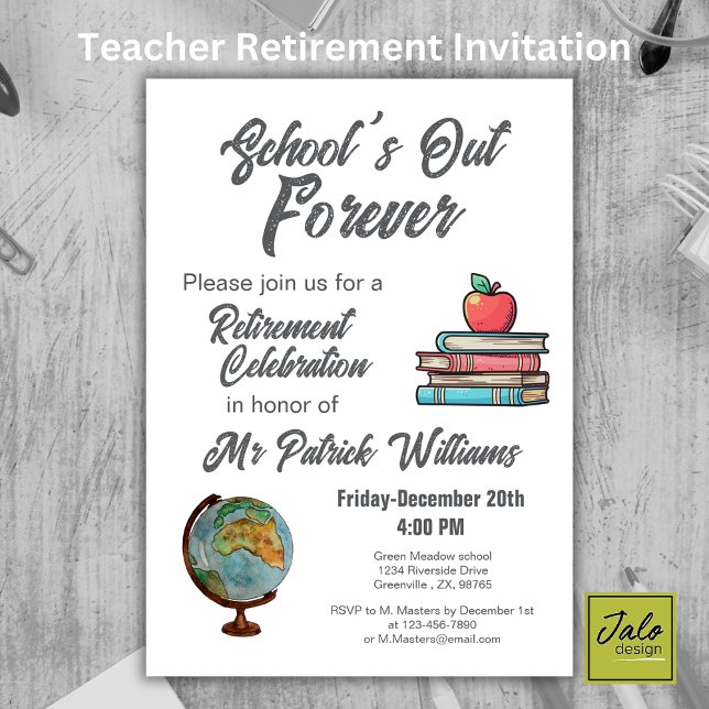 Teacher Retirement Colourful Nostalgic Classic   Invitation (Creator Uploaded)