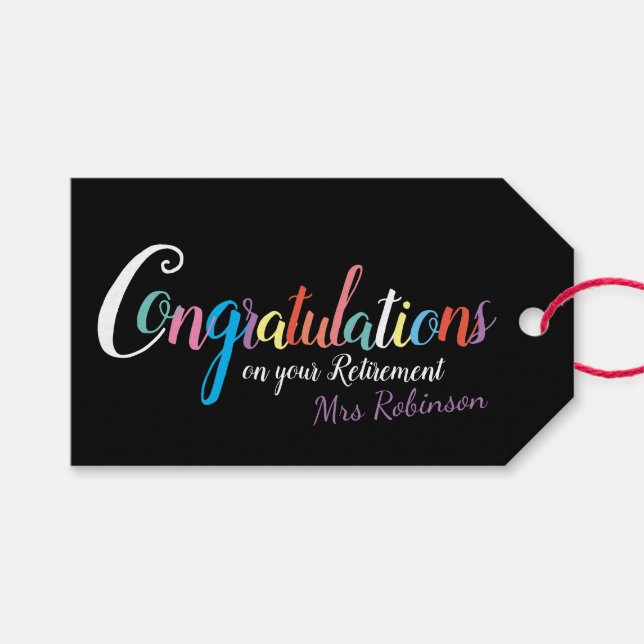 Teacher retirement congratulations gift tags (Front (Horizontal))
