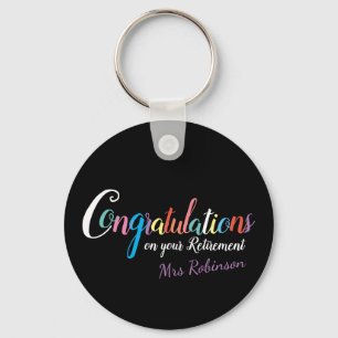 Teacher retirement congratulations keychain