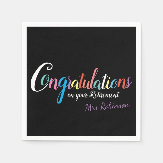 Teacher retirement congratulations napkin (Front)