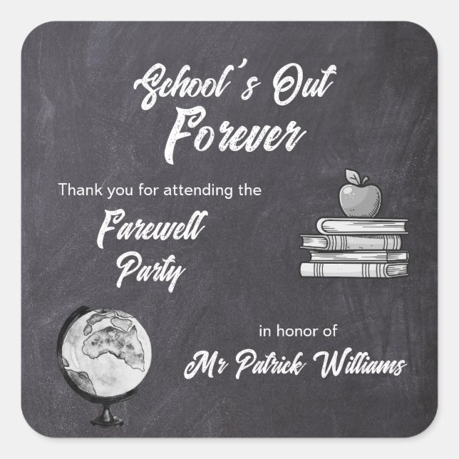 Teacher Retirement Farewell Blackboard Nostalgic  Square Sticker (Front)