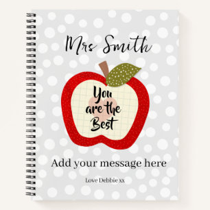Teacher Retirement Gift Notebook, Cute Apple Notebook
