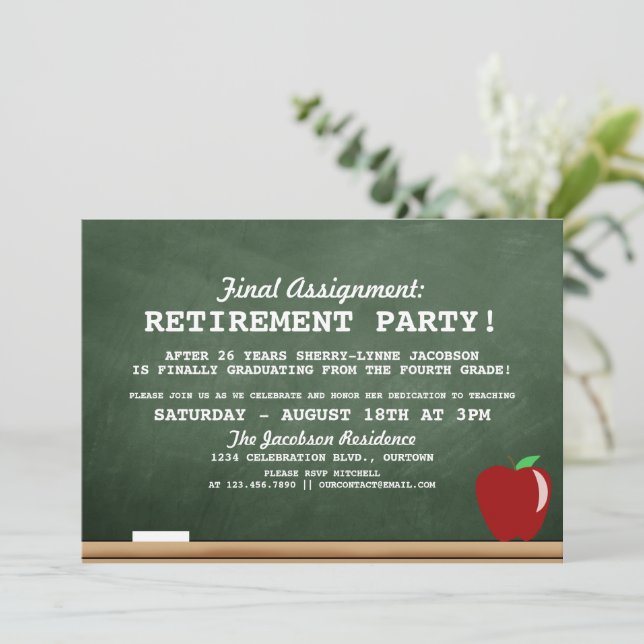 Teacher Retirement Party Invitation (Standing Front)