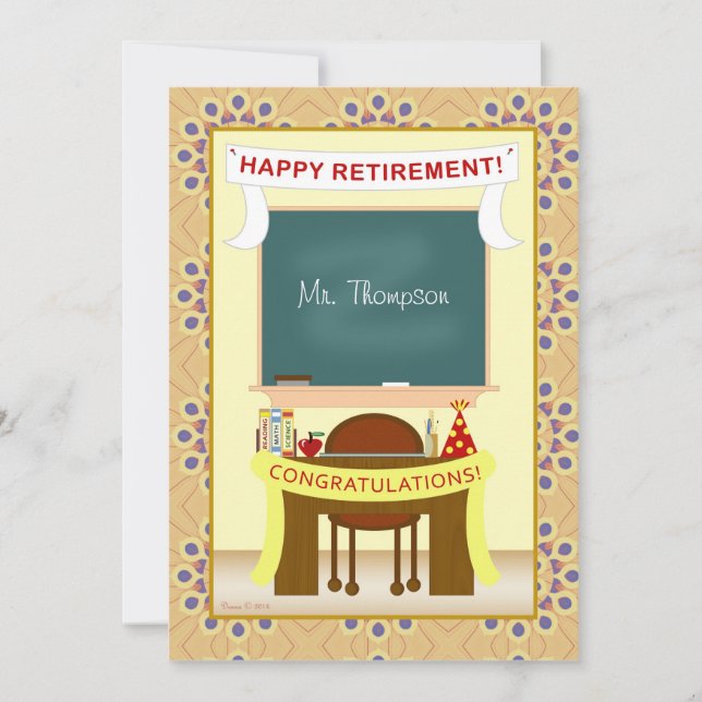 Teacher Retirement Personalized Party Invitation (Front)